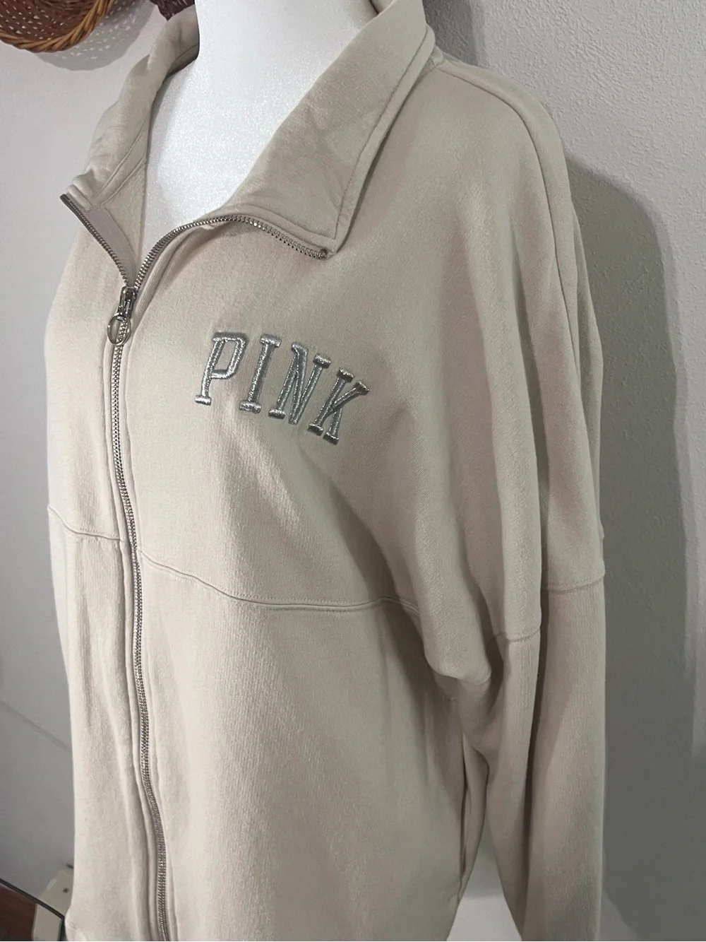 PINK Victorias Secret cream varsity